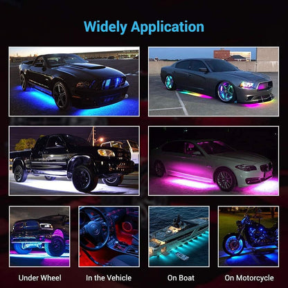 RGB LED Car Underglow Kit – App & Remote Control, 16M Colours & Music Mode