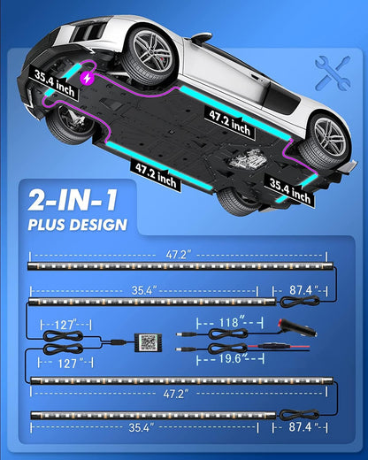 RGB LED Car Underglow Kit – App & Remote Control, 16M Colours & Music Mode