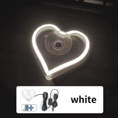 LED Car Window Ambient Lighting with Remote Control - USB Heart-Shaped Neon Mood Light for Interior Decoration