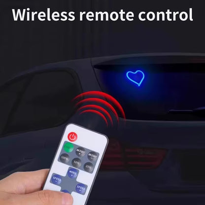 LED Car Window Ambient Lighting with Remote Control - USB Heart-Shaped Neon Mood Light for Interior Decoration